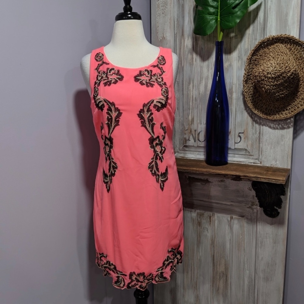 Bright mini shift dress with eye catching embroidery. No rips, stains or holes.